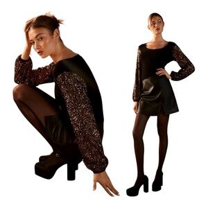 Blank London Sequin-Sleeve Sweater